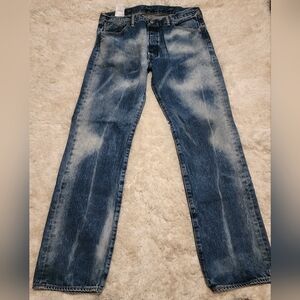 LEVI'S 501 Original Fit Rare Bleach Detail Blue Denim Jeans Sz 38x34